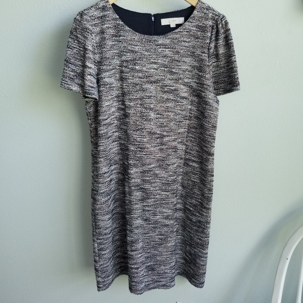 LOFT colorful tweed sheath dress 14